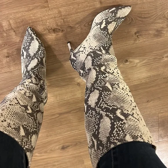 Barely Worn Animal Print Stiletto Tall Boots - Picture 5 of 7